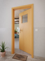 CloseUp-Milieuansicht von GARANT Wohnungseingangstür Buche Exklusiv CePaL mit Lichtausschnitt LA-9