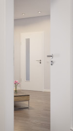 CloseUp-Milieuansicht von Weiß ähnlich RAL 9016 LA 24 bandseitig Basic Lack Innentür - Huga