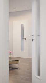 CloseUp-Milieuansicht von Weiß ähnlich RAL 9016 LA 24 schlossseitig Basic Lack Innentür - Huga