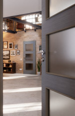 CloseUp-Milieuansicht von Strukturiert Hygge Grau LA 11 Basic Innentür - Huga