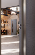 CloseUp-Milieuansicht von Strukturiert Hygge Grau LA 24 schlossseitig Basic Innentür - Huga