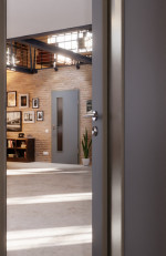 CloseUp-Milieuansicht von Ultramatt Hygge Grau LA 24 schlossseitig Basic Innentür - Huga