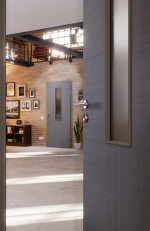 CloseUp-Milieuansicht von Cotton like Hygge Grau LA 4 mittig Basic Innentür - Huga