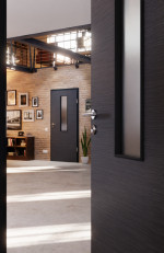 CloseUp-Milieuansicht von Strukturiert Anthrazit LA 4 Basic Innentür - Huga