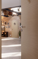 CloseUp-Milieuansicht von Strukturiert Taupe LA 6 Basic Innentür - Huga