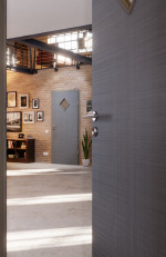 CloseUp-Milieuansicht von Cotton like Hygge Grau LA 6 Raute Basic Innentür - Huga