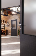 CloseUp-Milieuansicht von Strukturiert Anthrazit LA 7 Basic Innentür - Huga