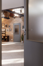 CloseUp-Milieuansicht von Ultramatt Hygge Grau LA 7 Basic Innentür - Huga