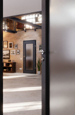 CloseUp-Milieuansicht von Strukturiert Anthrazit LA 8 Basic Innentür - Huga