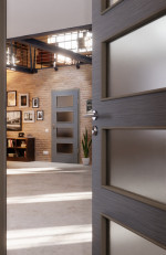 CloseUp-Milieuansicht von Strukturiert Hygge Grau LA 9 Basic Innentür - Huga