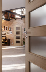 CloseUp-Milieuansicht von Strukturiert Taupe LA 9 Basic Innentür - Huga