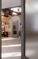 CloseUp-Milieuansicht von Cotton like Hygge Grau LA-DIN Basic Innentür - Huga