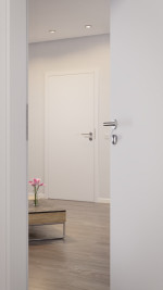 CloseUp-Milieuansicht von HUGA Innentür-Set Weiß Bütte Basic Durat stumpfeinschlagend mit Zarge und Drücker