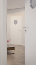 Milieubild-Nahaufnahme von Weiß ähnlich RAL 9016 LA Bullauge Basic Lack Innentür - Huga