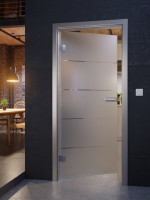 Milieu Detailansicht Stadtloft mit Prime Mattierung Glastür mit Motiv klar - Erkelenz