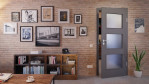 Front-Milieuansicht von Huga Innentür Hygge grau RAL 7037 Duradecor Basic mit Lichtausschnitt LA 11