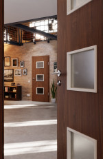 CloseUp-Milieuansicht von WESTAG Innentür Nussbaum Trentino NU 717 PortaLit CPL mit Lichtausschnitt LA-3Q