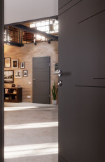 CloseUp-Milieuansicht von Huga Innentür Signum 50 Hygge grau RAL 7037 Lack Concept