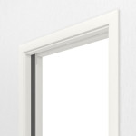 Detailansicht von LEBO Schiebetürsystem in der Wand laufend Ultramatt Weiß ähnl. RAL 9016 Versio