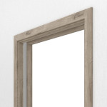 Detailansicht von HÖRMANN Schiebetürsystem in der Wand laufend Nordeiche Duradecor mit Zarge