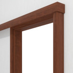 Detailansicht von Schiebetürsystem Walnuss Dekorfolie vor der Wand laufend mit Zarge