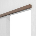 Detailansicht von WESTAG Schiebetürsystem vor der Wand laufend Nussbaum Trentino NU 717 PortaLit CPL ohne Zarge