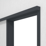 Detailansicht von LEBO Schiebetürsystem vor der Wand laufend Ultramatt Anthrazit ähnl. RAL 7016 Versio inkl. Zarge