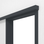Detailansicht von Schiebetürsystem vor der Wand laufend Anthrazit RAL 7016 BaseLine Lack mit Zarge - Hörmann