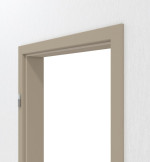 Detailansicht von HUGA Zarge Ultramatt Taupe Versio mit runder Kante