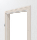 Detailansicht von Massivholzzarge Fichte astig weiß pigmentiert profiliert Profil B