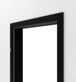 Detailansicht von LEBO Zarge für Wohnungseingangstüren Ultramatt Schwarz ähnl. RAL 9005 Versio mit runder Kante