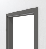 Detailansicht von Huga Zarge für Wohnungseingangstüren Hygge grau RAL 7037 Lack mit runder Kante