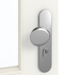 Detailansicht der Oberfläche von GARANT Wohnungseingangstür Weißlack 9016 mit Lichtausschnitt LA-6