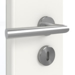 Detailansicht der Oberfläche von GARANT Doppelflügeltür inkl. Zarge Weißlack 9016 mit Lichtausschnitt LA-DIN