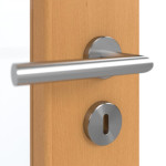 Detailansicht der Oberfläche von GARANT Doppelflügeltür inkl. Zarge Buche Exklusiv CPL mit Lichtausschnitt LA-4 schlossseitig