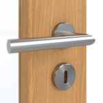 Detailansicht der Oberfläche von GARANT Doppelflügeltür inkl. Zarge Eiche Premium CPL mit Lichtausschnitt LA-4 schlossseitig