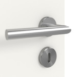 Detailansicht der Oberfläche von GARANT Doppelflügeltür inkl. Zarge Weißlack 9016 mit Lichtausschnitt LA-5 mittig