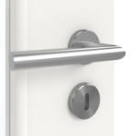 Detailansicht der Oberfläche von GARANT Doppelflügeltür inkl. Zarge Weißlack 9016 mit Lichtausschnitt LA-6 Sprosse SP0