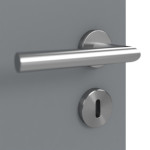 Detailansicht der Oberfläche von Ultramatt Hygge Grau LA 4 mittig Basic Innentür - Huga