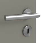 Detailansicht der Oberfläche von HUGA Innentür-Set Hygge grau Basic Durat stumpfeinschlagend mit Zarge und Drücker