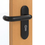 Detailansicht der Oberfläche von GARANT Rauchschutztür Buche Exklusiv CePaL mit Lichtausschnitt LA-5 schlossseitig