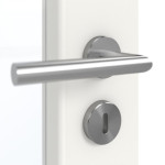 Detailansicht der Oberfläche von GARANT Schallschutztür Weißlack 9016 mit Lichtausschnitt LA-3