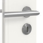 Detailansicht der Oberfläche von JELD-WEN Doppelflügeltür Classic Brillantweiß ähnlich RAL 9016 ExpertLack mit Lichtausschnitt LÖ-33 mit Zarge