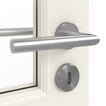 Detailansicht der Oberfläche von GARANT Doppelflügeltür Como Weißlack mit Lichtausschnitt CKL4/2 mit Zarge