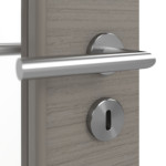 Detailansicht der Oberfläche von LEBO Doppelflügeltür Strukturiert Taupe Versio mit Lichtausschnitt LA 11 inkl. Zarge