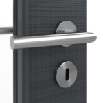 Detailansicht der Oberfläche von LEBO Doppelflügeltür Cotton Like Anthrazit ähnl. RAL 7016 Versio mit Lichtausschnitt LA 11 inkl. Zarge