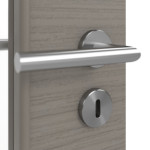 Detailansicht der Oberfläche von LEBO Doppelflügeltür Strukturiert Taupe Versio mit Lichtausschnitt LA 24 schlossseitig inkl. Zarge