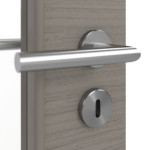 Detailansicht der Oberfläche von LEBO Doppelflügeltür Strukturiert Taupe Versio mit Lichtausschnitt LA 7 inkl. Zarge