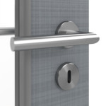 Detailansicht der Oberfläche von LEBO Doppelflügeltür Cotton Like Hygge Grau ähnl. RAL 7037 Versio mit Lichtausschnitt LA 7 inkl. Zarge