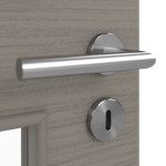 Detailansicht der Oberfläche von LEBO Doppelflügeltür Strukturiert Taupe Versio mit Lichtausschnitt LA 9 inkl. Zarge